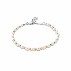 Clogau 14 Beachcomber Silver And Pearl Bracelet