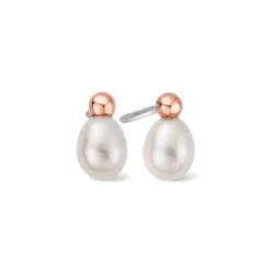 Beachcomber Silver And Pearl Stud Earrings