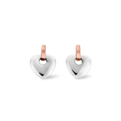 Cariad® Silver And Diamond Heart Stud Earrings