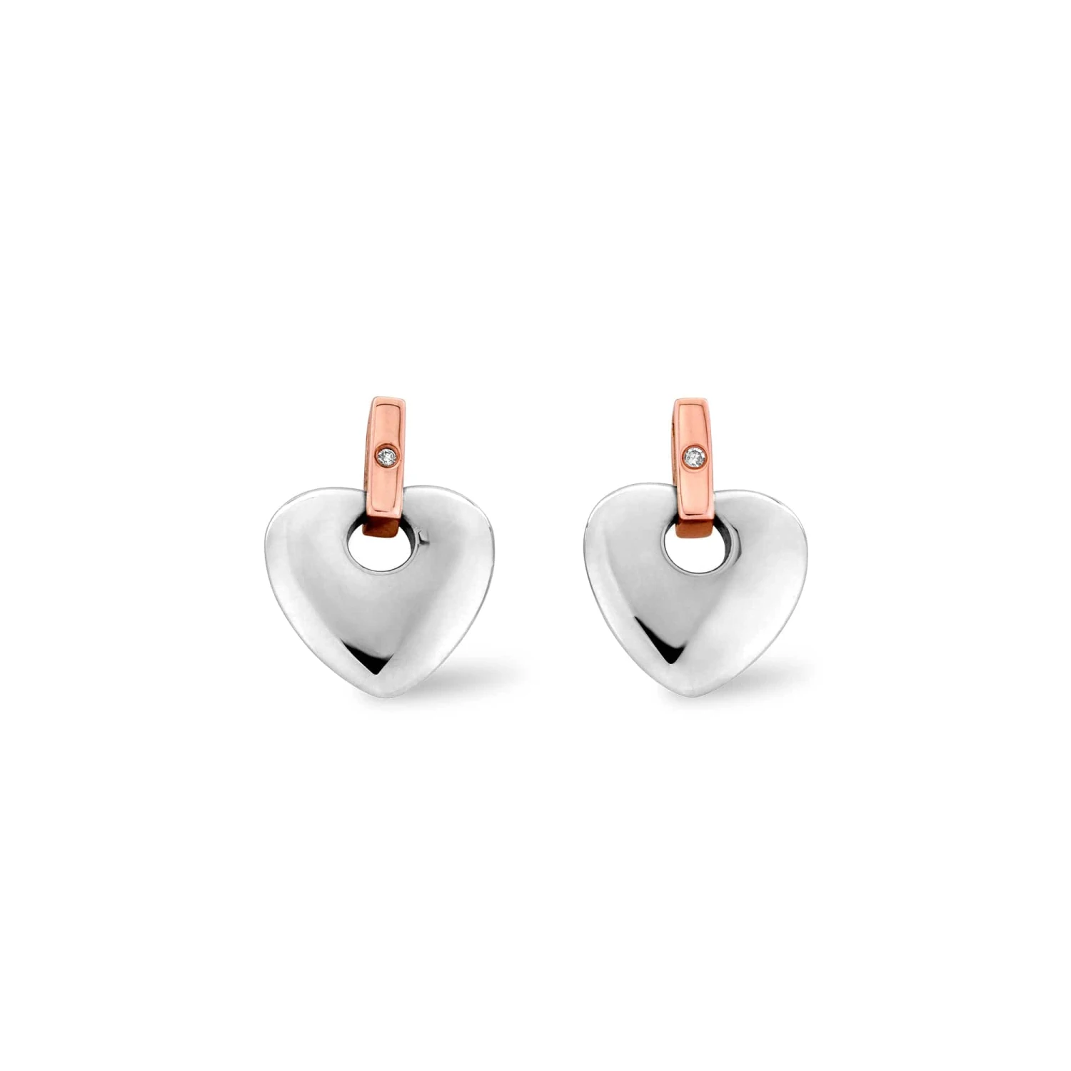 Cariad® Silver And Diamond Heart Stud Earrings 3 Cariad® Silver And Diamond Heart Stud Earrings