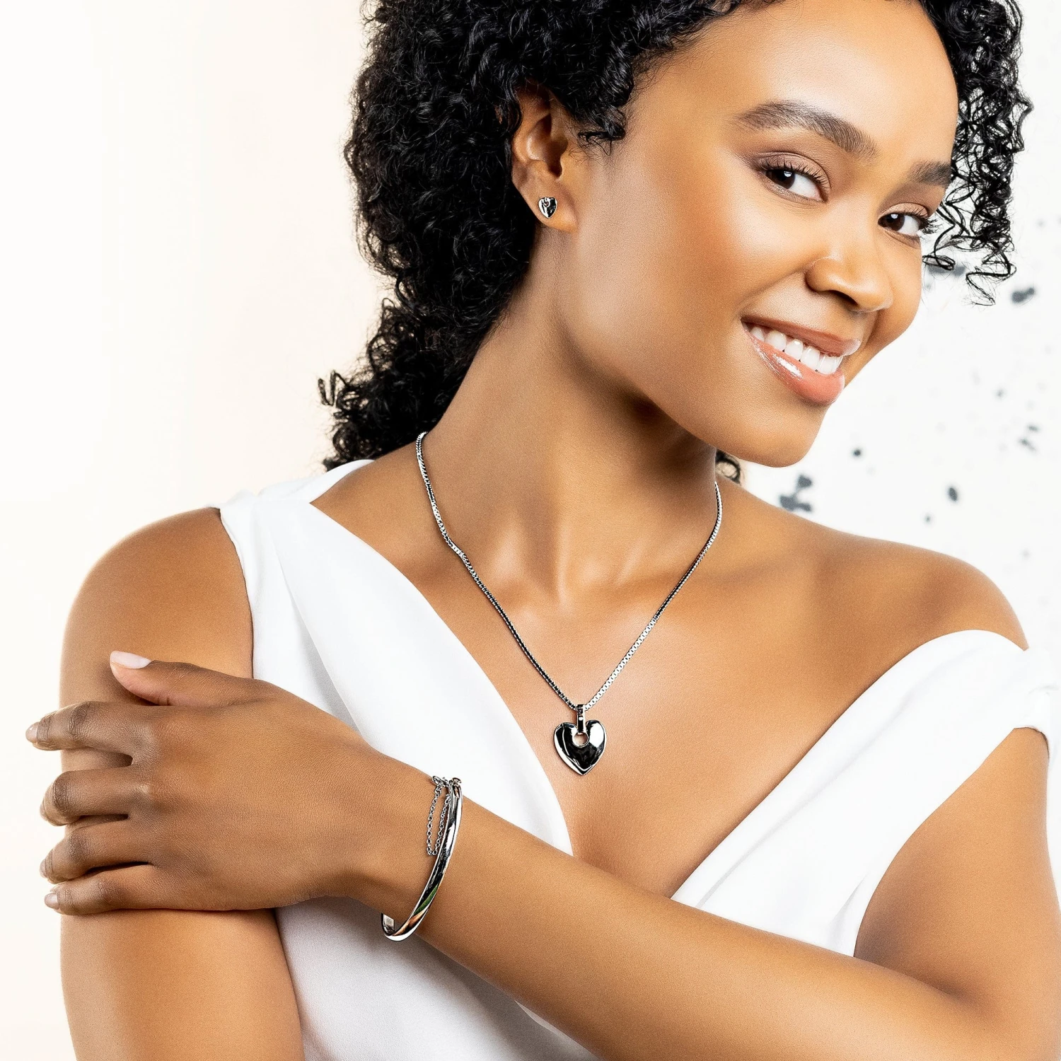 Cariad® Silver Heart Stud Earrings 3 Cariad® Silver Heart Stud Earrings - Image 2