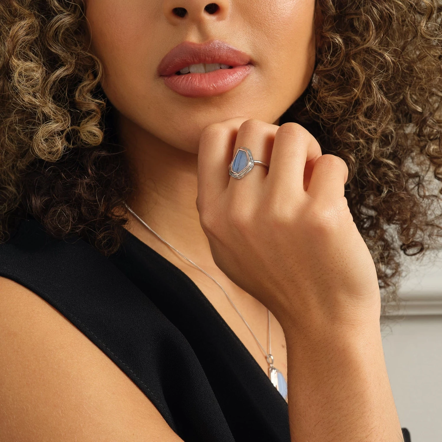 Capstones Silver And Blue Lace Agate Ring 4 Capstones Silver And Blue Lace Agate Ring - Image 2