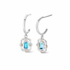 Clogau 37 Enchanted Gateways Silver And Swiss Blue Topaz Drop Earrings