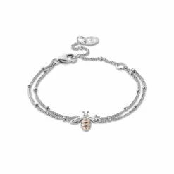Honey Bee Silver Double Chain Bracelet