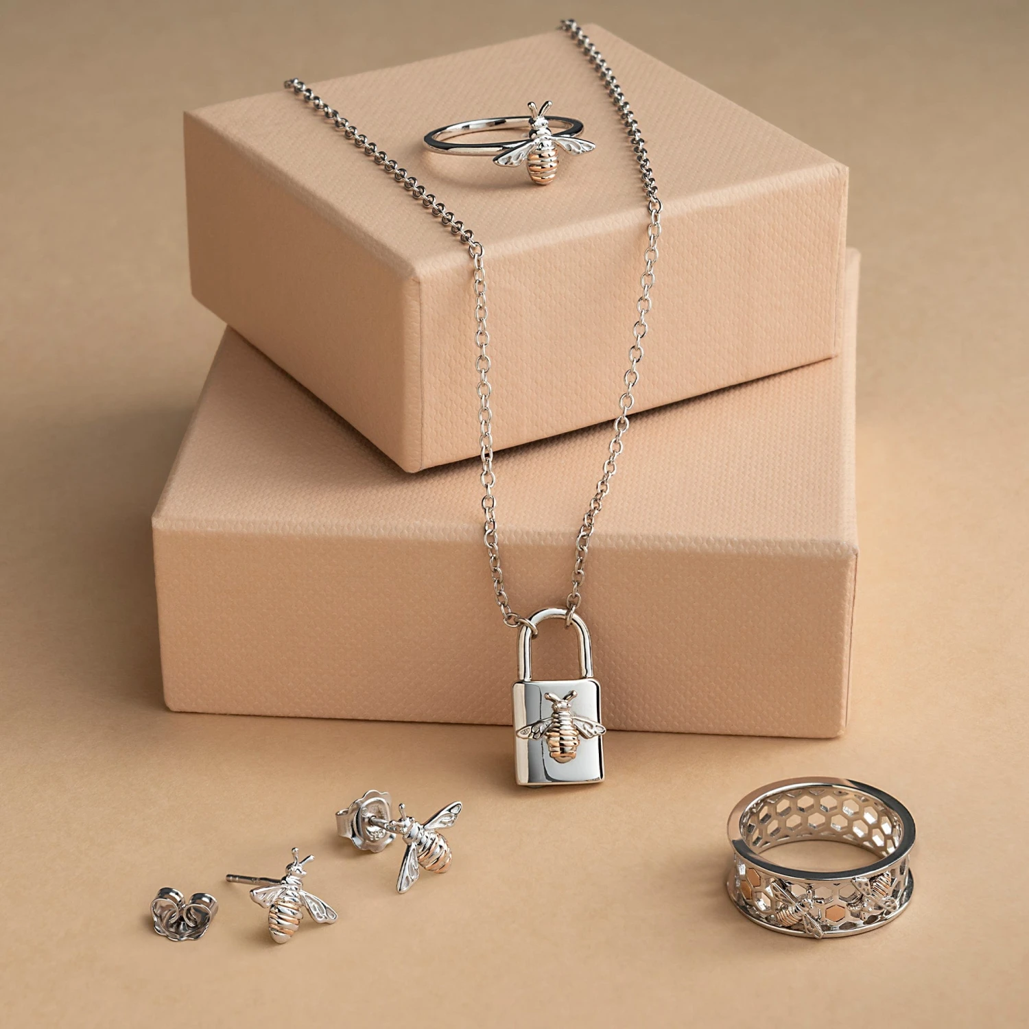 Honey Bee Silver Stud Earrings 5 Honey Bee Silver Stud Earrings - Image 3