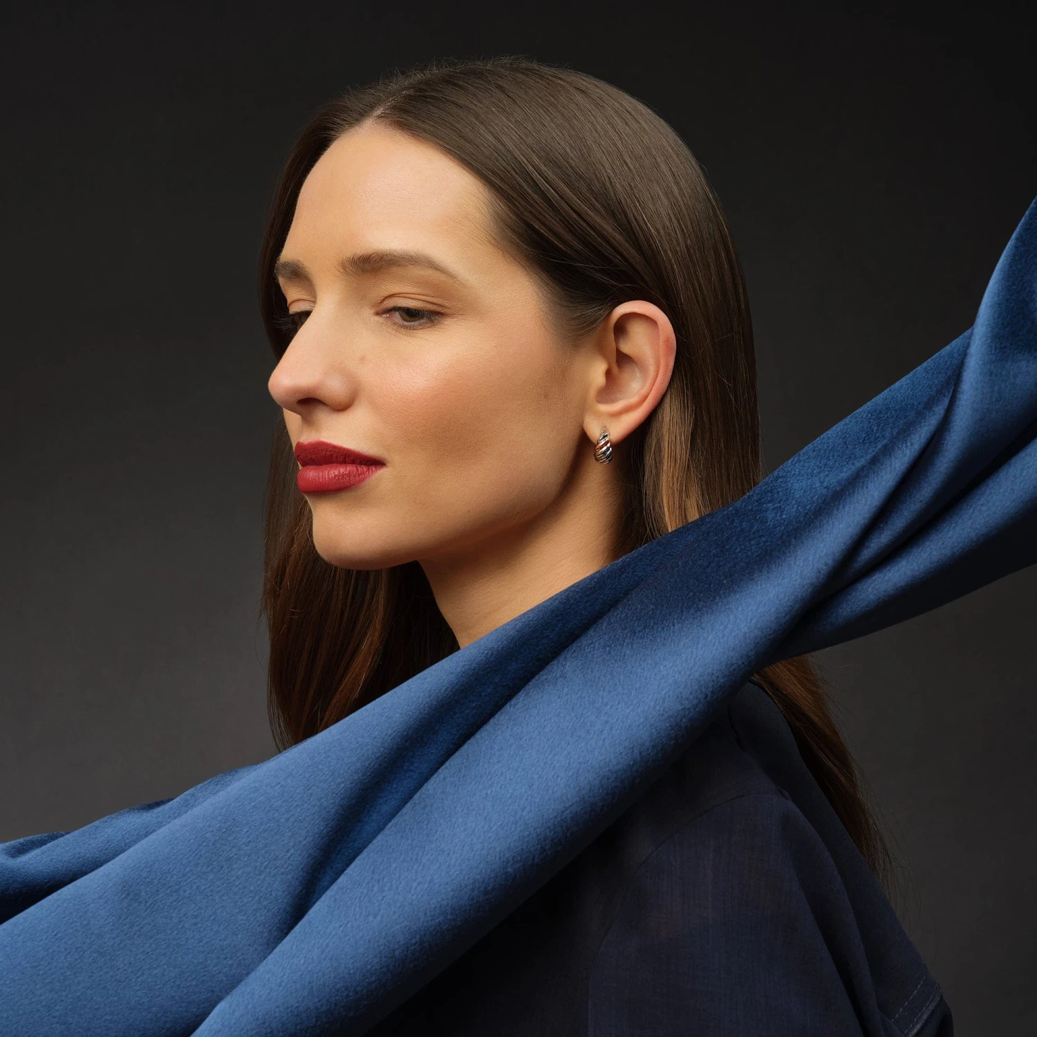 Lover's Twist Silver Creole Earrings 4 Lover's Twist Silver Creole Earrings - Image 2