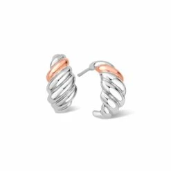 Lover's Twist Silver Creole Earrings