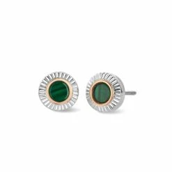 Reflections Of Padarn Silver And Malachite Stud Earrings
