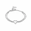 Past Present Future Silver Heart Double Chain Bracelet