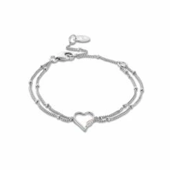 Clogau 20 Past Present Future Silver Heart Double Chain Bracelet