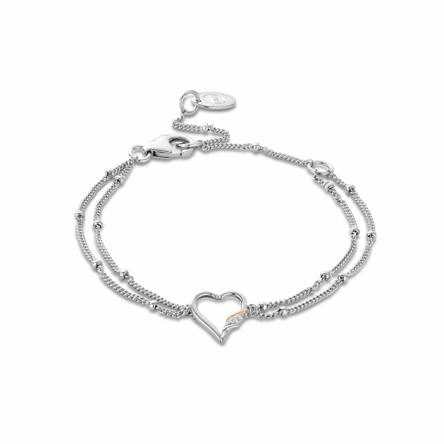 Past Present Future Silver Heart Double Chain Bracelet 3 Past Present Future Silver Heart Double Chain Bracelet