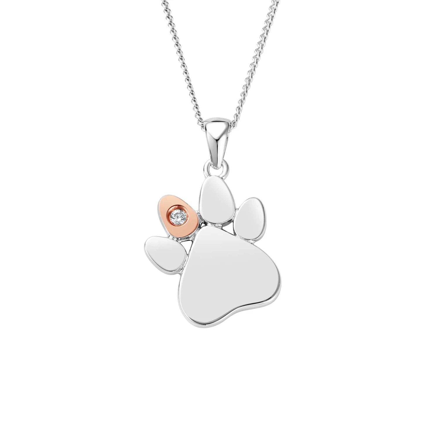 Paw Prints On My Heart Silver Birthstone Pendant – April 3 Paw Prints On My Heart Silver Birthstone Pendant – April