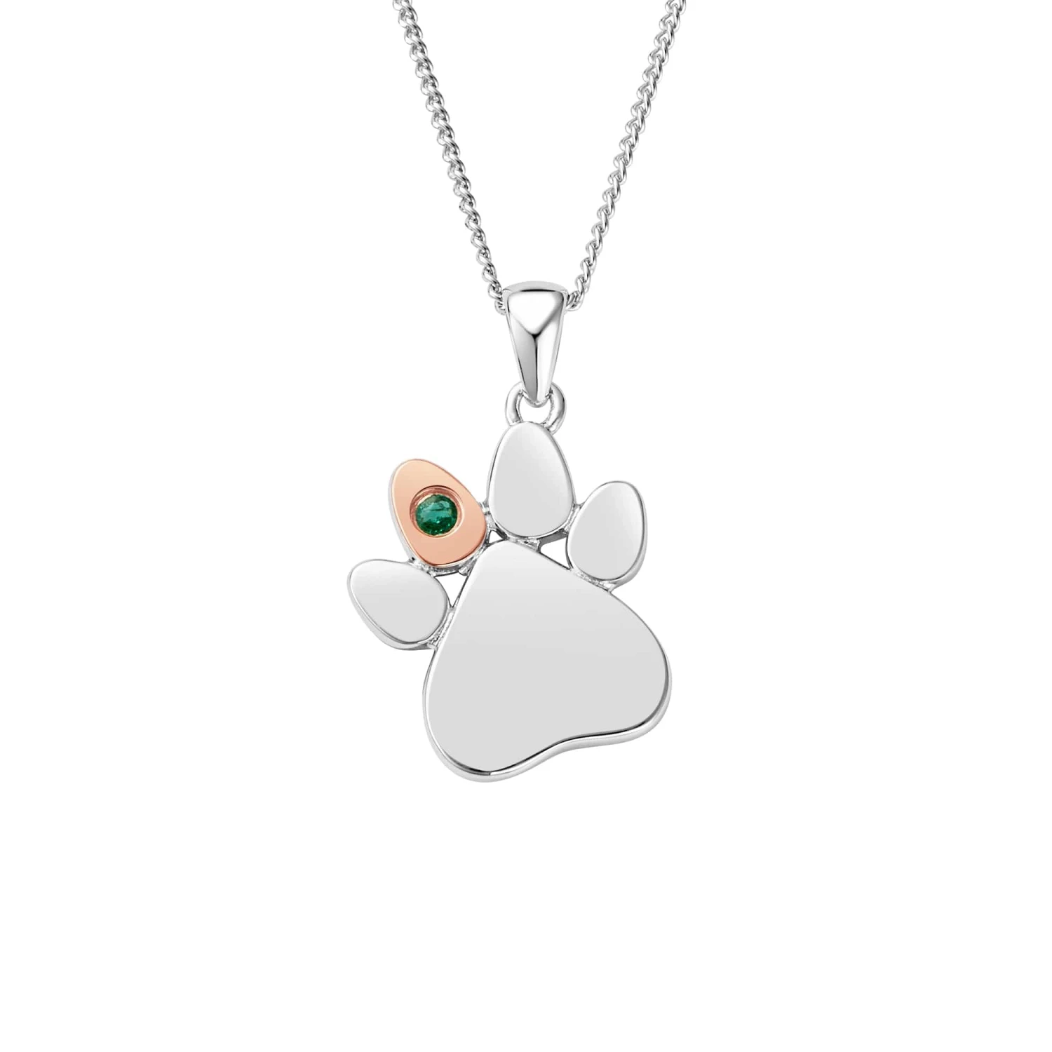 Paw Prints On My Heart Silver Birthstone Pendant – May 3 Paw Prints On My Heart Silver Birthstone Pendant – May