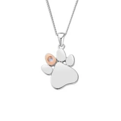 Paw Prints On My Heart Silver Birthstone Pendant – June