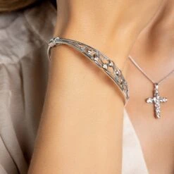 Tree Of Life® Silver Oval Bangle 8 Tree Of Life® Silver Oval Bangle -Clogau 3STLB2 2