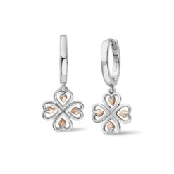 Tree Of Life® Heart Silver Drop Hoop Earrings
