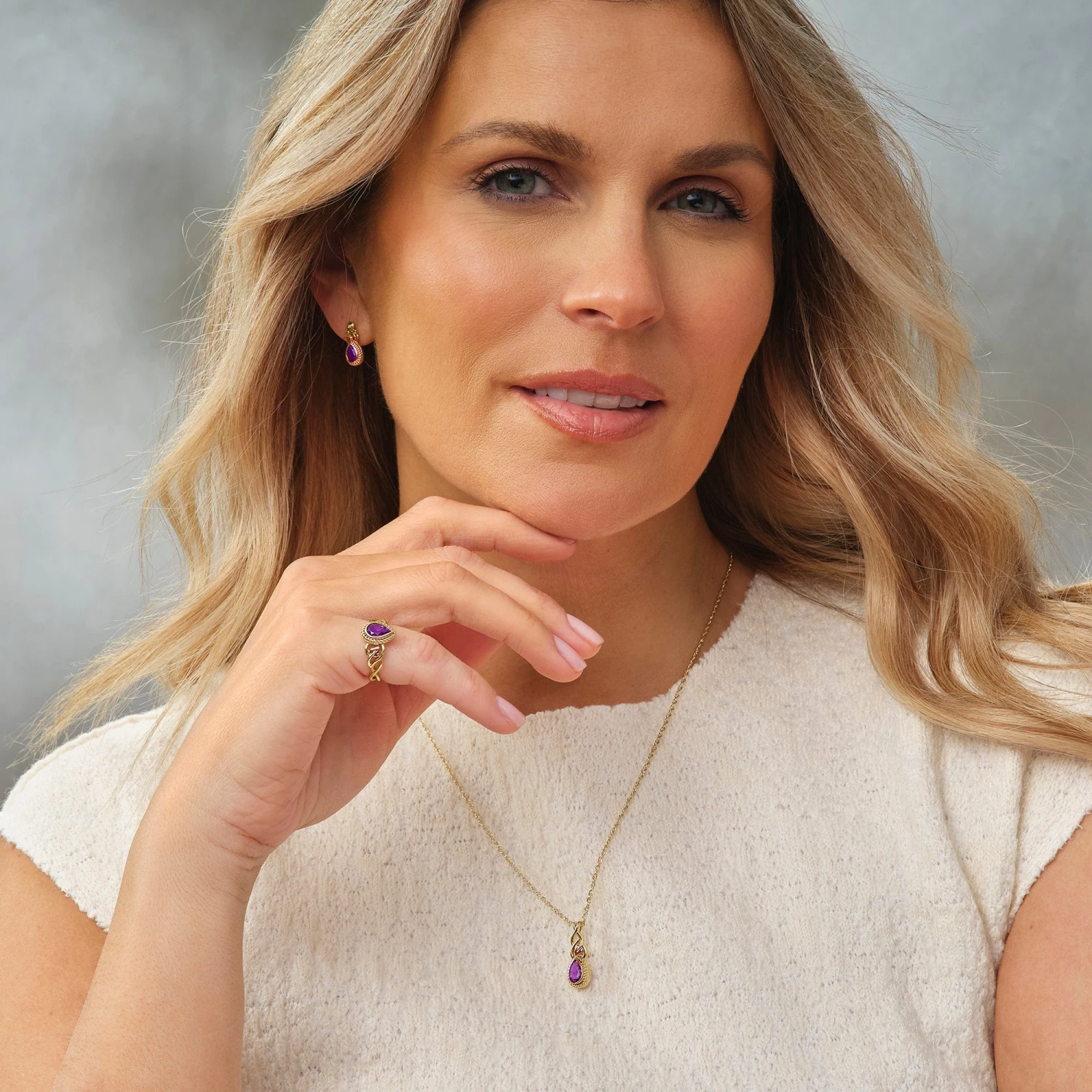 Delphinium Gold And Amethyst Ring 4 Delphinium Gold And Amethyst Ring - Image 2