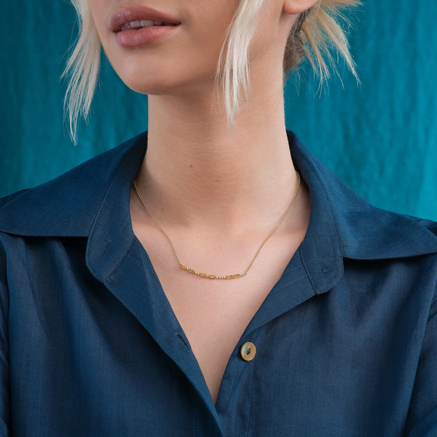 Cariad® Morse Code Gold Diamond And Citrine Necklace 4 Cariad® Morse Code Gold Diamond And Citrine Necklace - Image 2