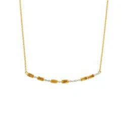 Cariad® Morse Code Gold Diamond And Citrine Necklace