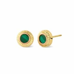 Reflections Of Padarn Gold And Malachite Stud Earrings