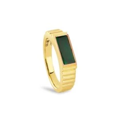 Reflections Of Padarn Gold And Malachite Rectangular Ring