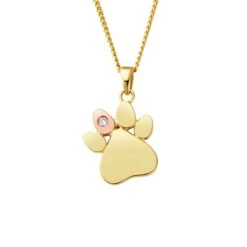 Paw Prints On My Heart Gold And Diamond Pendant