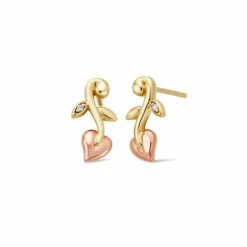 Vine Of Life Gold And Diamond Stud Earrings
