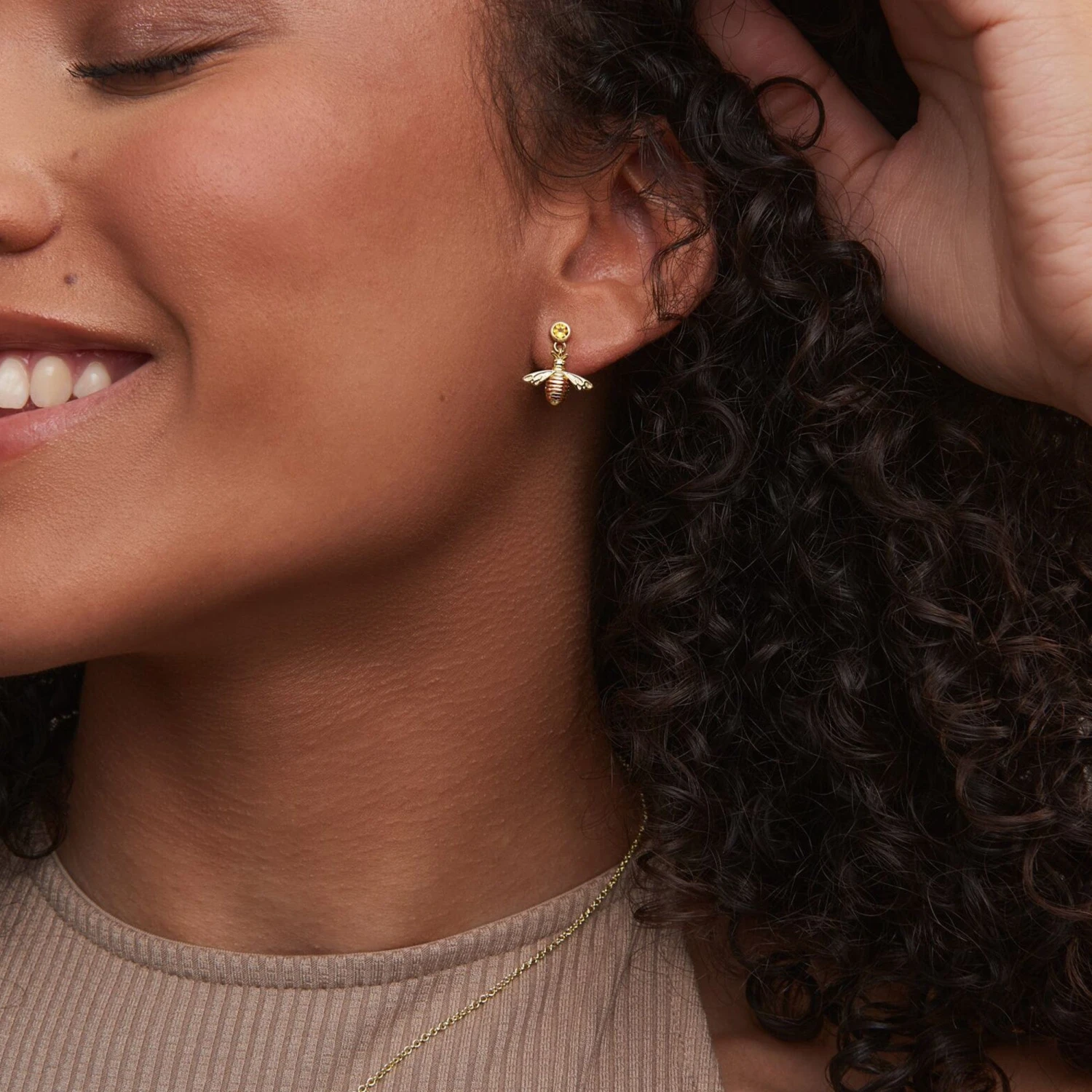 Honey Bee Gold And Citrine Drop Earrings 4 Honey Bee Gold And Citrine Drop Earrings - Image 2