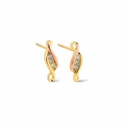 Past Present Future Gold And Diamond Stud Earrings