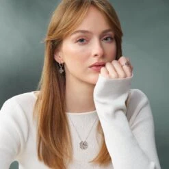 Tree Of Life® Heart Silver Drop Hoop Earrings 9 Tree Of Life® Heart Silver Drop Hoop Earrings -Clogau TOL Heart Collection